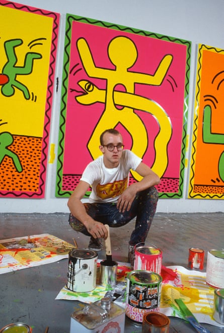 Keith Haring at work in his New York studio in October 1982.
