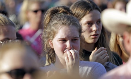 Students from Santa Fe high school listen during a prayer vigil.
