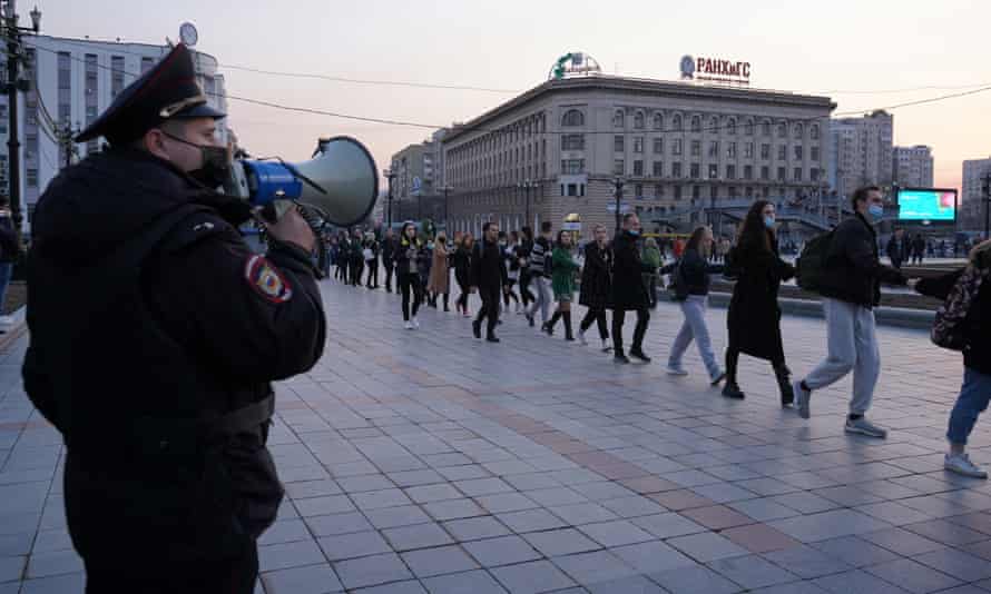 Opposition activist Navalny’s supporters rally in Khabarovsk, Russia, 21 April 2021.