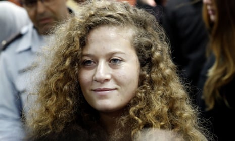 Ahed Tamimi arrives for the beginning of her trial in the Israeli military court at Ofer military prison.