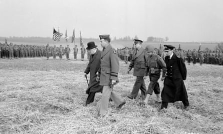 Winston Churchill and Dwight D Eisenhower inspect the 101st Airborne Division prior to the D-day invasion, in Berkshire, England, March 1944