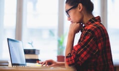 Young woman working on laptop