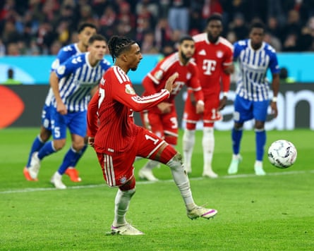 Michael Olise scored from the penalty spot in Harry Kane’s absence.