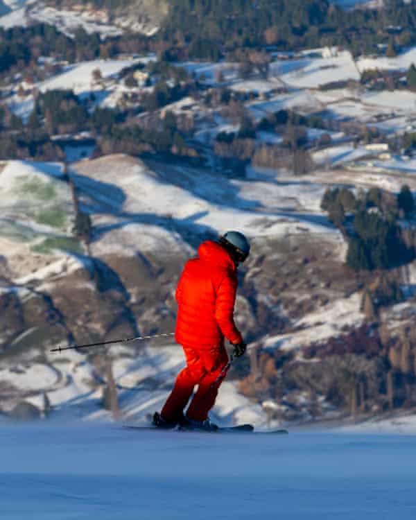 A person skiing