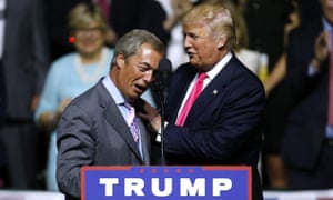 Donald Trump with Nigel Farage during a campaign rally in Jackson, Mississippi, in August 2016