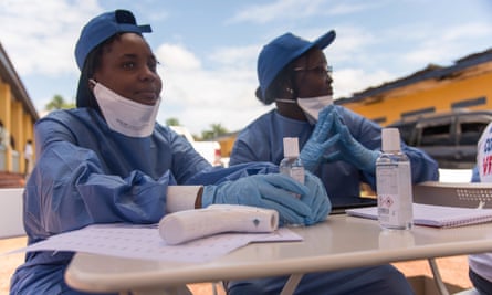Nurses prepare to administer Ebola vaccine in Mbandaka in the Democratic Republic of Congo.