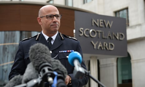 The UK’s head of counter-terrorism policing, Neil Basu, speaking at Scotland Yard.