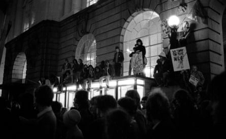 An anti-war demonstration at Auckland City Hall circa 1971.