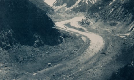 Artist Emma Stibbon’s cyanotype ‘Mer de Glace, June 2018’. The Mer de Glace, at Chamonix, has retreated by two kilometres from its 1850 position. 