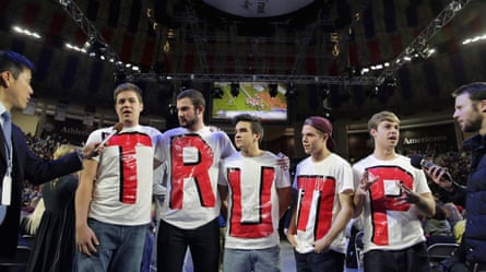 Liberty University students wait for the arrival of Donald Trump during a campaign rally in 2016.