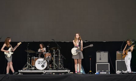 From left: Celia Archer, Fern Ford, Juliette Jackson and Soph Nathan of the Big Moon perform at Finsbury Park, London.