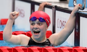Maisie Summers-Newton of Team Great Britain celebrates winning the gold medal and setting a new world record in the women’s SM6 200m individual medley.