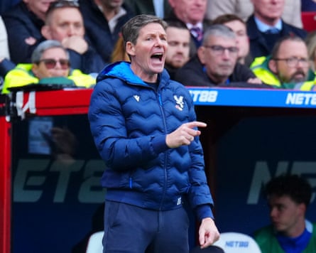 Oliver Glasner issues instructions from the dugout