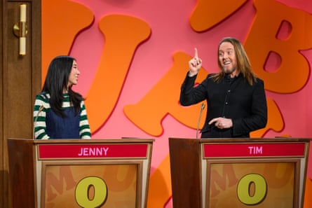 Jenny Tian and Tim Minchin in Guy Montgomery’s Guy Mont-Spelling Bee Australia.