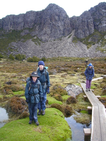 Lisa Walker and her sons at the Walls of Jerusaleum national park, Tasmania.