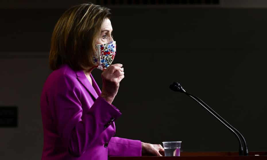Nancy Pelosi holds a news conference in Washington DC on 7 January. 