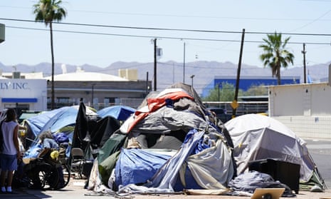 A homeless encampment in Phoenix, Arizona, in May. 