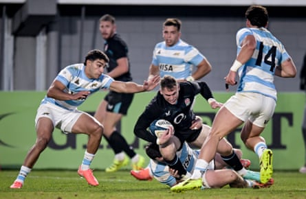 Tom Roebuck scores England’s third try of the match