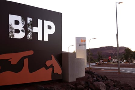 A BHP sign beside a road