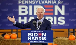 Biden at his drive-in rally at Dallas High School in Dallas, Pennsylvania, moments ago.