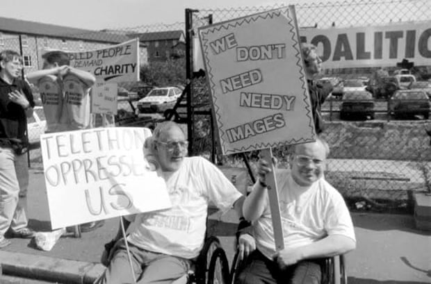 Protesters against the 1992 ITV Telethon.