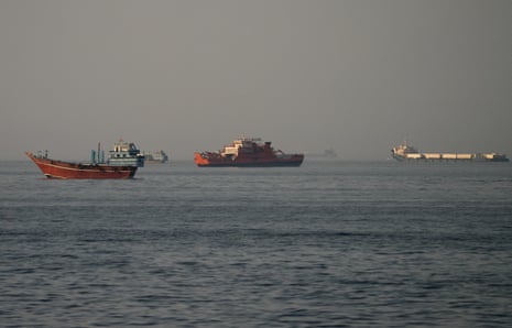 Vessels at the Strait of Hormuz, as seen from Musandam, Oman, 14 June, 2026.