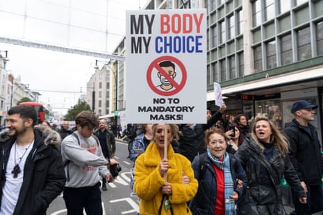 Protesters take part in the March For Freedom demonstration organised by Stand Up X, on 17 October 2020 in London, United Kingdom.