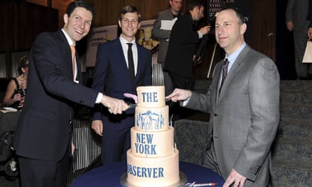 Ken Kurson, right, and Jared Kushner attend the New York Observer’s 25th anniversary party, in New York in 2013.