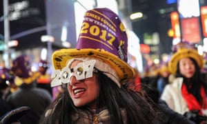 Revellers gather in Times Square on New Year’s Eve in New York.