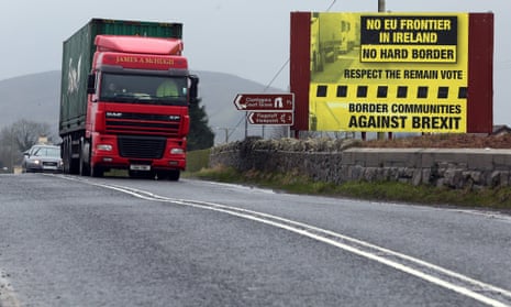 Traffic crossing the border into Northern Ireland from the Irish Republic.