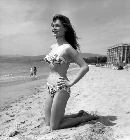Brigitte Bardot is photographed in a bikini at Cannes in 1953