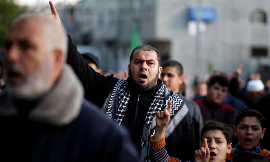 A rally in Gaza against Israel, supported by Hamas