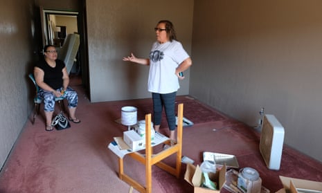 Lisa Heth stands in the last room to be finished in the Pathfinder Shelter with her daughter Kendall Cadwell, who works at the shelter as an advocate.