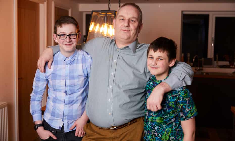 Joe Norton with his sons, 13-year-old Owen (left) and 12-year-old Tarren