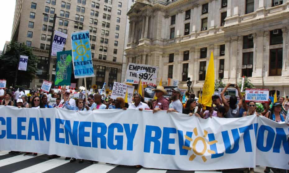 Protesters make their point about energy and climate change at the Democratic national convention in Philadelphia.