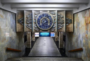 A mural celebrating 2,200 years since the founding of Tashkent, inside Tashkent station