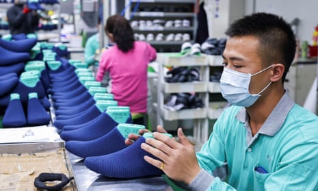 man works at a shoe factory in taiwan