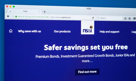 The homepage of the official website for National Savings and Investments - the state-owned savings bank in the UK