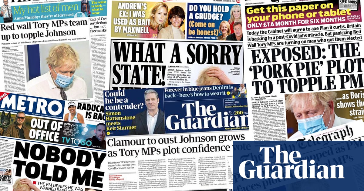 ‘Porkie pie plot’: what the papers say about Tory push to oust Boris Johnson