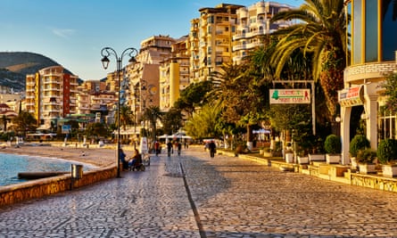 Sarande city in AlbaniaAlbania, Sarande, Saranda, Adriatic sea waterfront