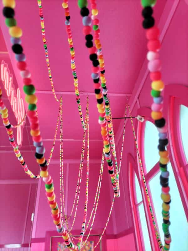 Beads hang from the ceiling of the church now known as Gloria