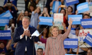 Hillary Clinton and Al Gore in Miami Tuesday.