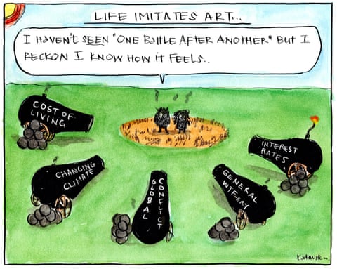 Fiona Katauskas cartoon on interest rates and One Battle After Another