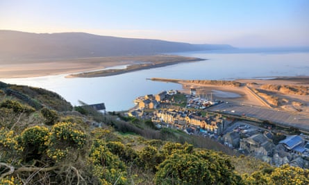 Barmouth town and harbour viewed from Dinas Oleu.