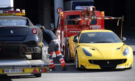 French police needed trucks to tow away 11 luxury cars worth around €5m.