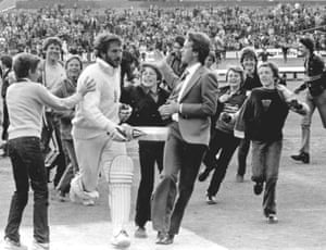Botham leaves the field at Headingley after his 149 not out against Australia in 1981.