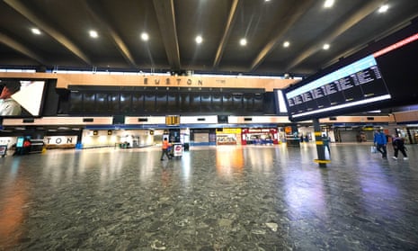 The main concourse at Euston station in London during today’s strike by train driver members of the Aslef and RMT unions in a long-running dispute over pay, jobs and conditions.