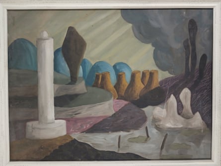 Multicoloured painting of landscape in surreal style