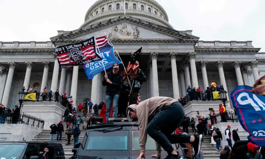 Supporters of Donald Trump outside the US Capitol on 6 January 2021.