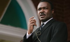 In this image released by Paramount Pictures, David Oyelowo portrays Dr. Martin Luther King, Jr. in a scene from "Selma," a film based on the slain civil rights leader. The 50th anniversary of the historic civil rights marches in Selma and the hit movie that tells the story are expected to bring thousands of visitors to this  Alabama city. Visitors can still walk across the bridge where voting rights marchers were beaten in 1965 and visit the churches where they organized the protests. (AP Photo/Paramount Pictures, Atsushi Nishijima)